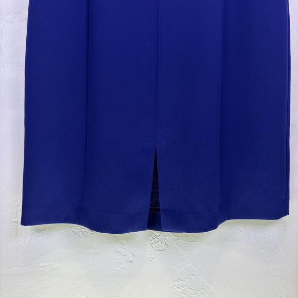 Tahari ASL Jackie O Sheath Dress Size 14 Blue 60's Classic Envelope Collar - Picture 6 of 16